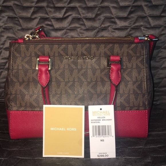 Michael Kors Handbags - New Michael Kors Kellen XS Satchel - Brown & Red